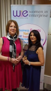 Viji Puliyur-Doherty and Nancy Doherty at the WIE Gala Dinner 2016